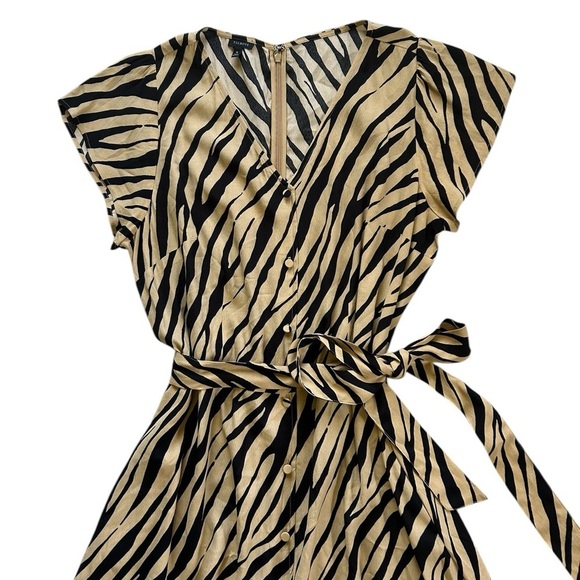Talbots STRIKING ZEBRA MIDI SHIRTDRESS ajustable waist tie Size 16 - Picture 4 of 13
